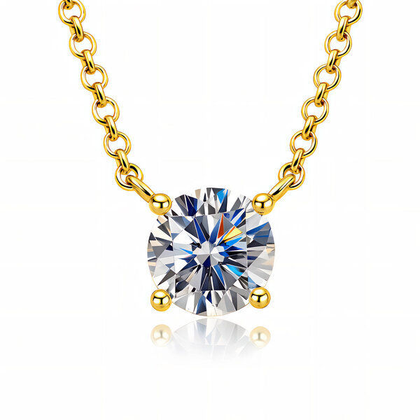 CZ Necklace, 18K Gold Plated Steel