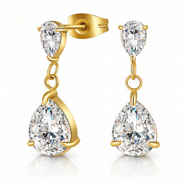 CK Drop Earrings, 18K Gold Plated Steel