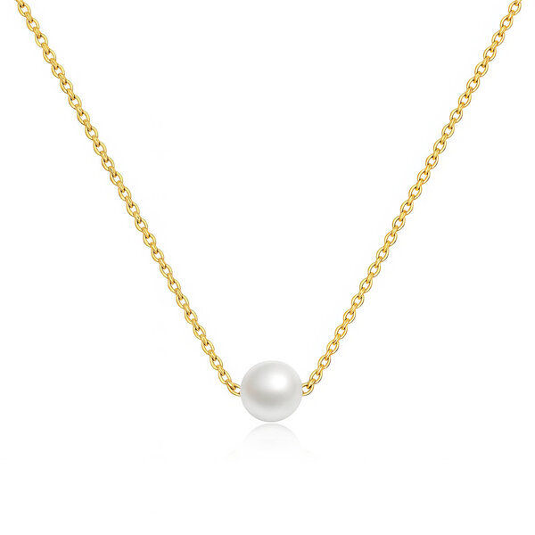 Pearl Necklace, 18K Gold Plated Steel
