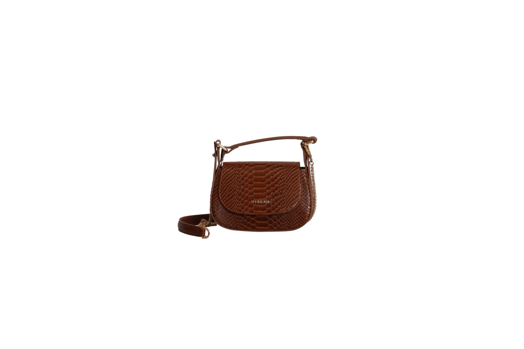 TRG Leather Snake Print Small Handbag