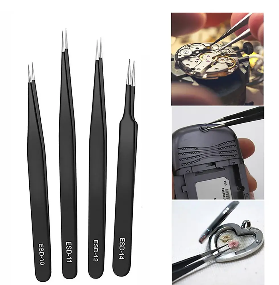 Miniatura: 2/6pcs Precision Tweezers Set ESD Anti-Static Stainless Steel Tweezers Repair To