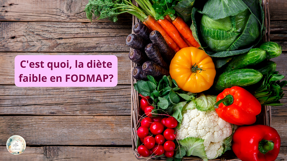 Panier en osier rempli de légumes colorés — carottes, chou, poivrons, radis, concombres — sur une table en bois, illustrant les aliments faibles en FODMAP.