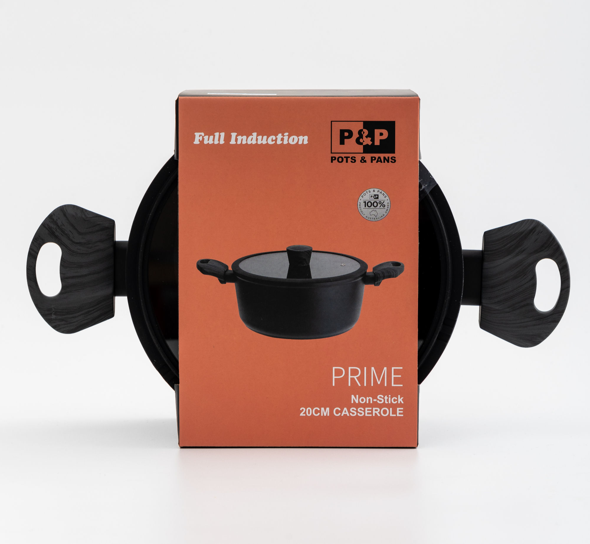 20cm/2.5L Marble Stone Coating Non-stick Induction Casserole w/ Lid