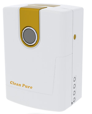 Compact, high-efficiency air purification system with elegant gold-accented design. Engineered for modern living spaces.