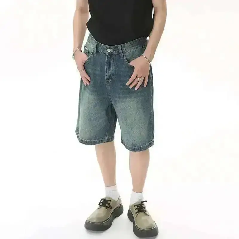 Thumbnail: IEFB Summer Men's Casual Jeans Shorts Loose Mid High Waist Fashion Knee Lenght