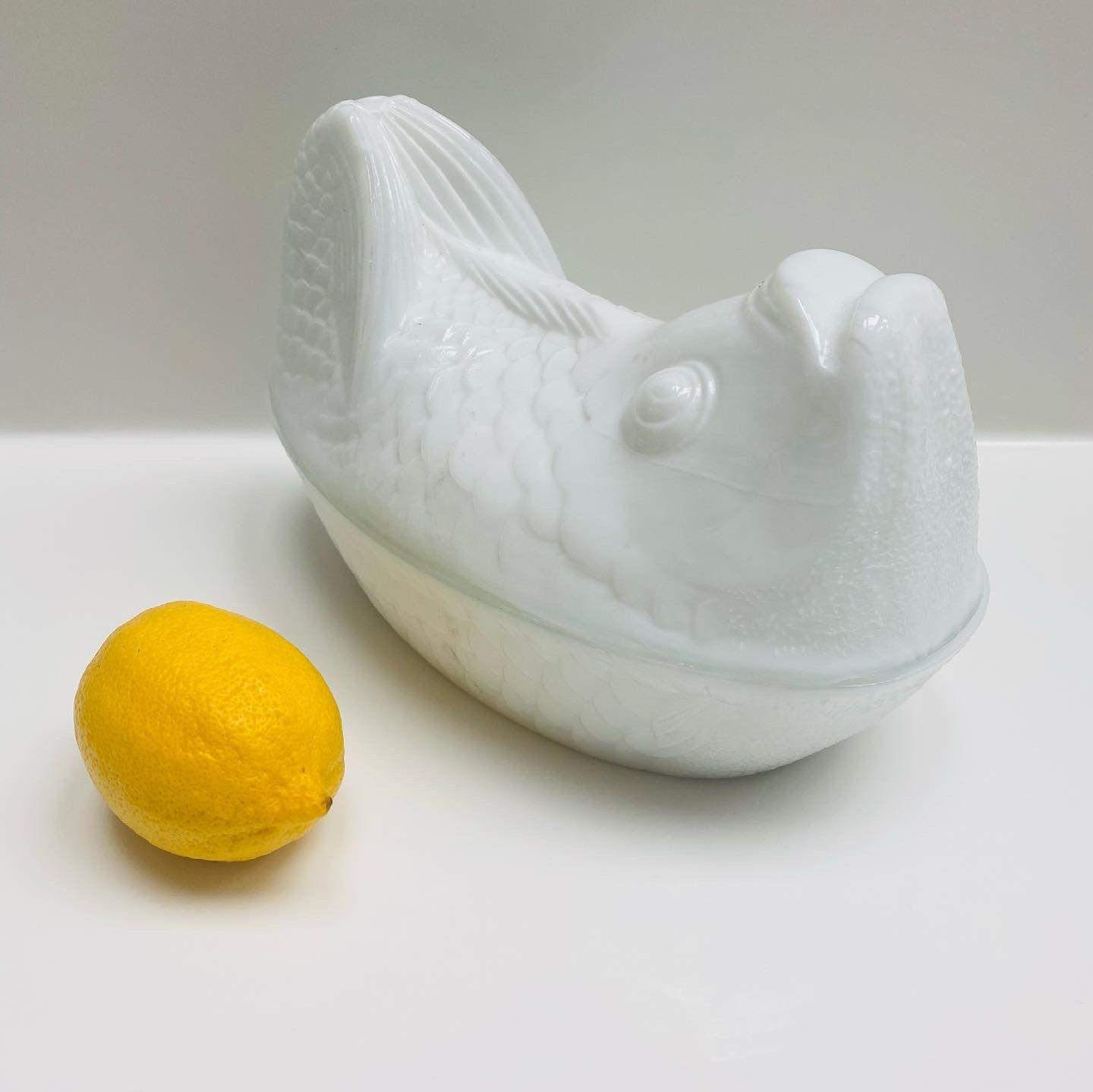 Pressed glass fish dish