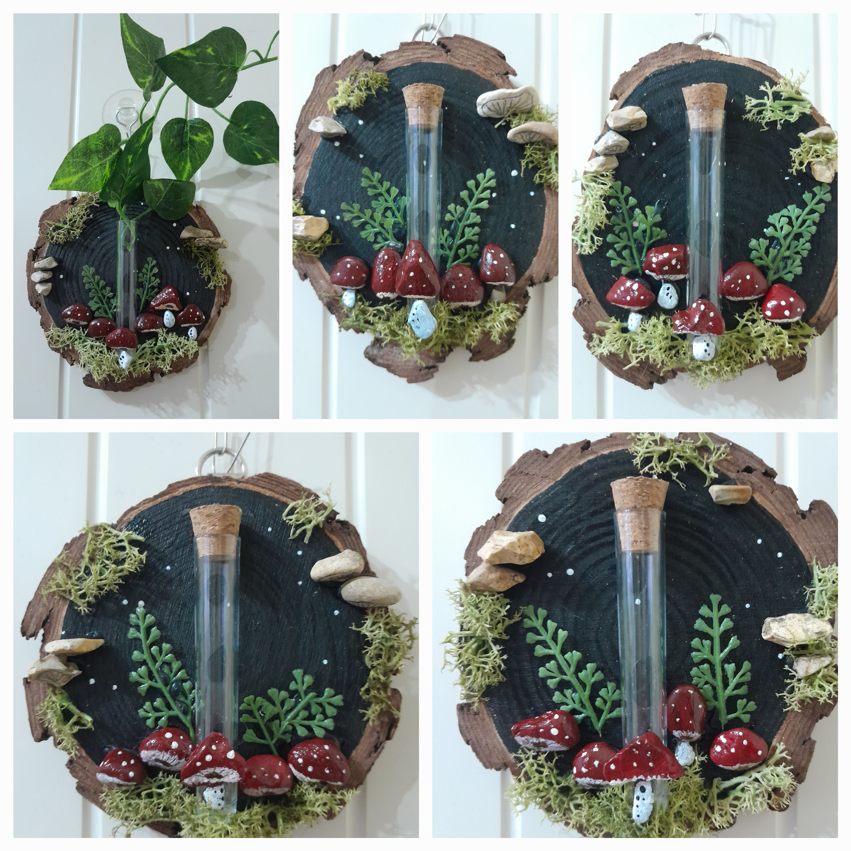 Hanging Pebble Toadstool Vial.