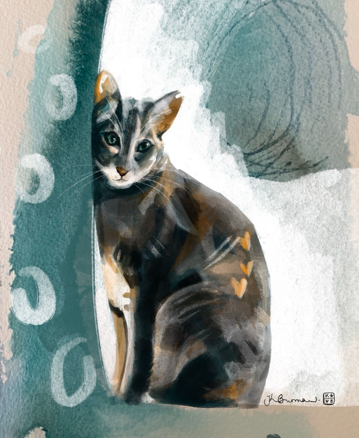 Feline Friend: cat illustration by Katie Burman, signed fine art giclée print