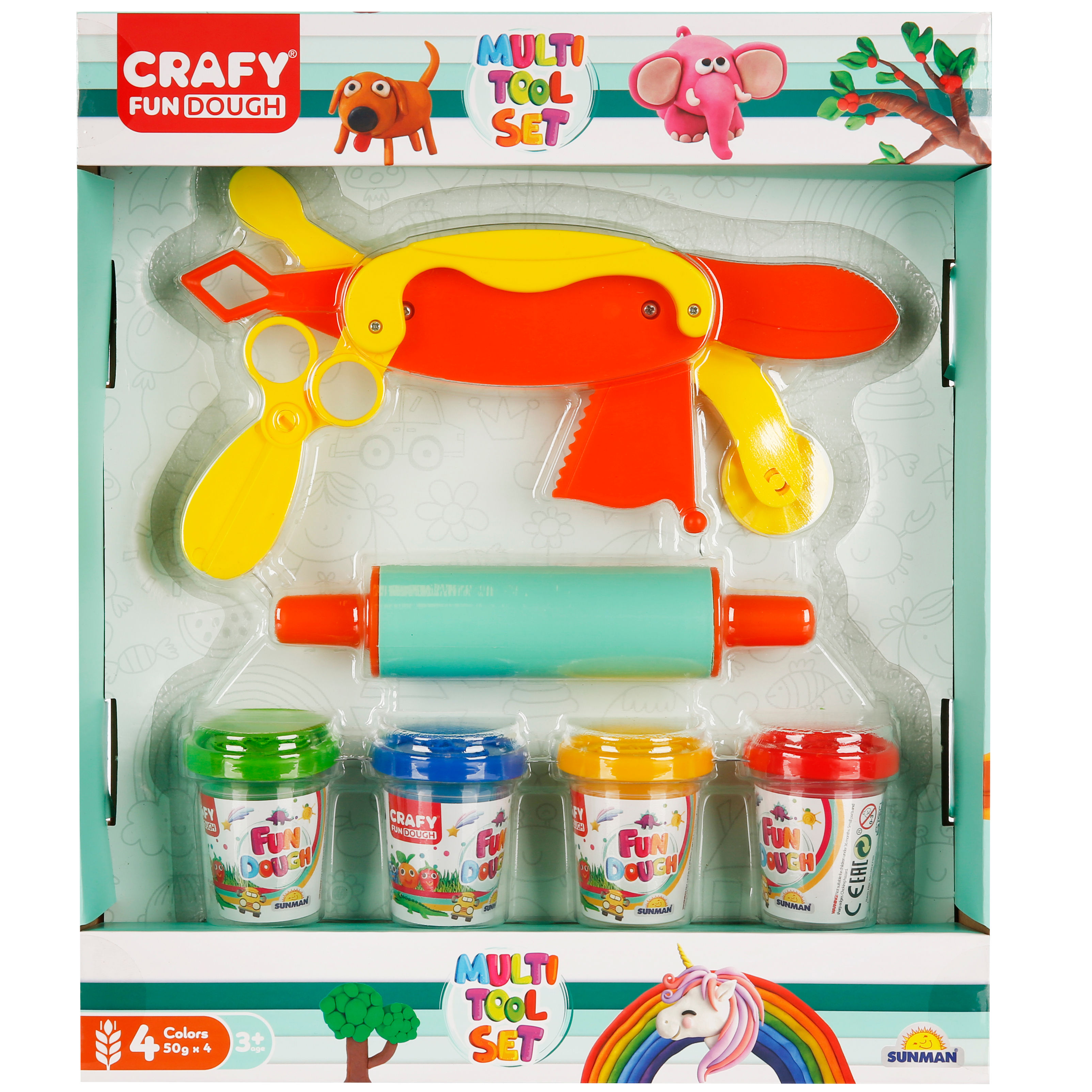 FUN DOUGH SET MULTI TOOL&ROLLER 6PCS.