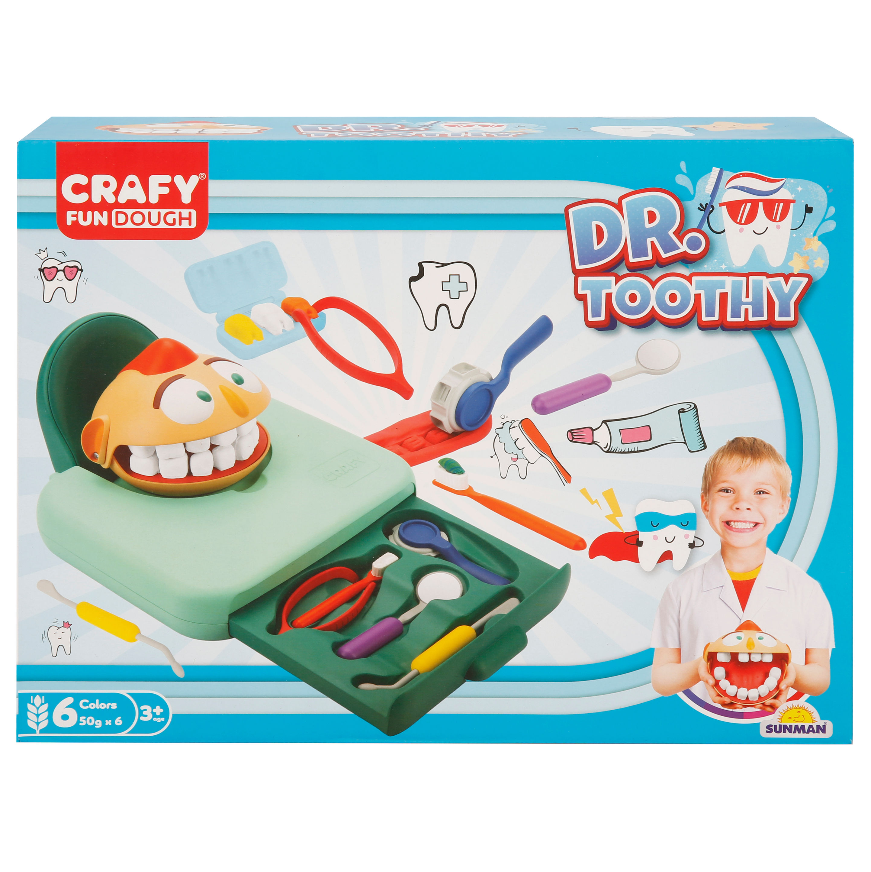 FUN DOUGH SET DENTIST DR.TOOTHY 15PCS.