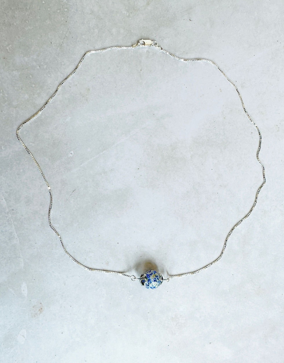Thumbnail: Flower Memorial Heart Caged Bead Necklace