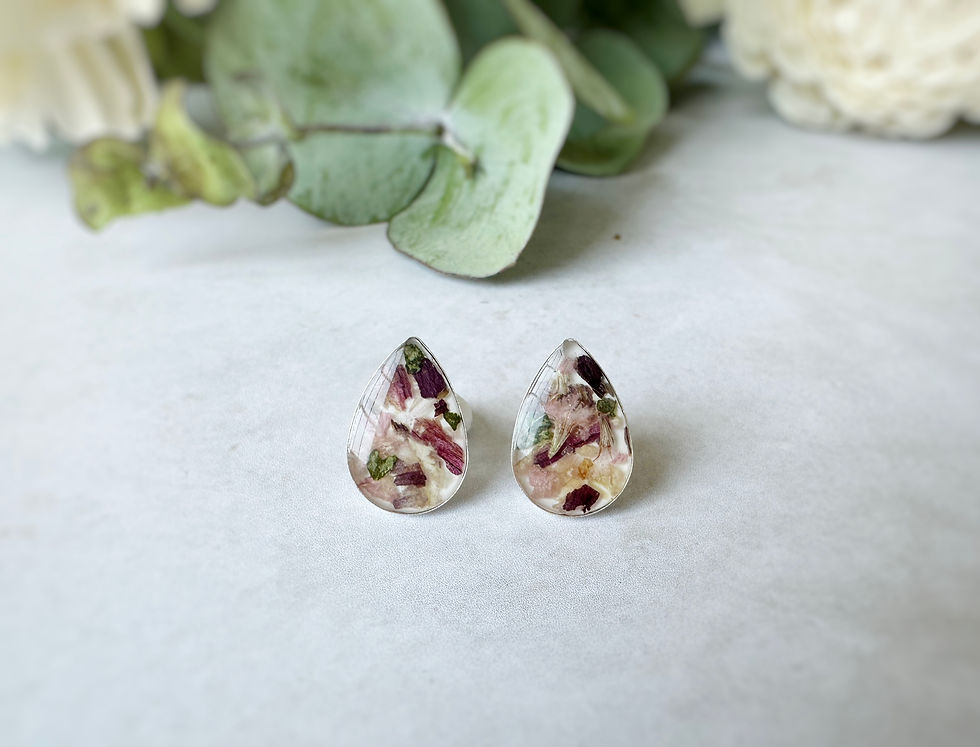 Thumbnail: Flower Memorial Teardrop Post Earrings