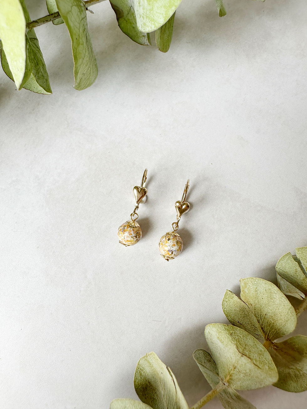 Thumbnail: Gold Heart Lever Back Earrings