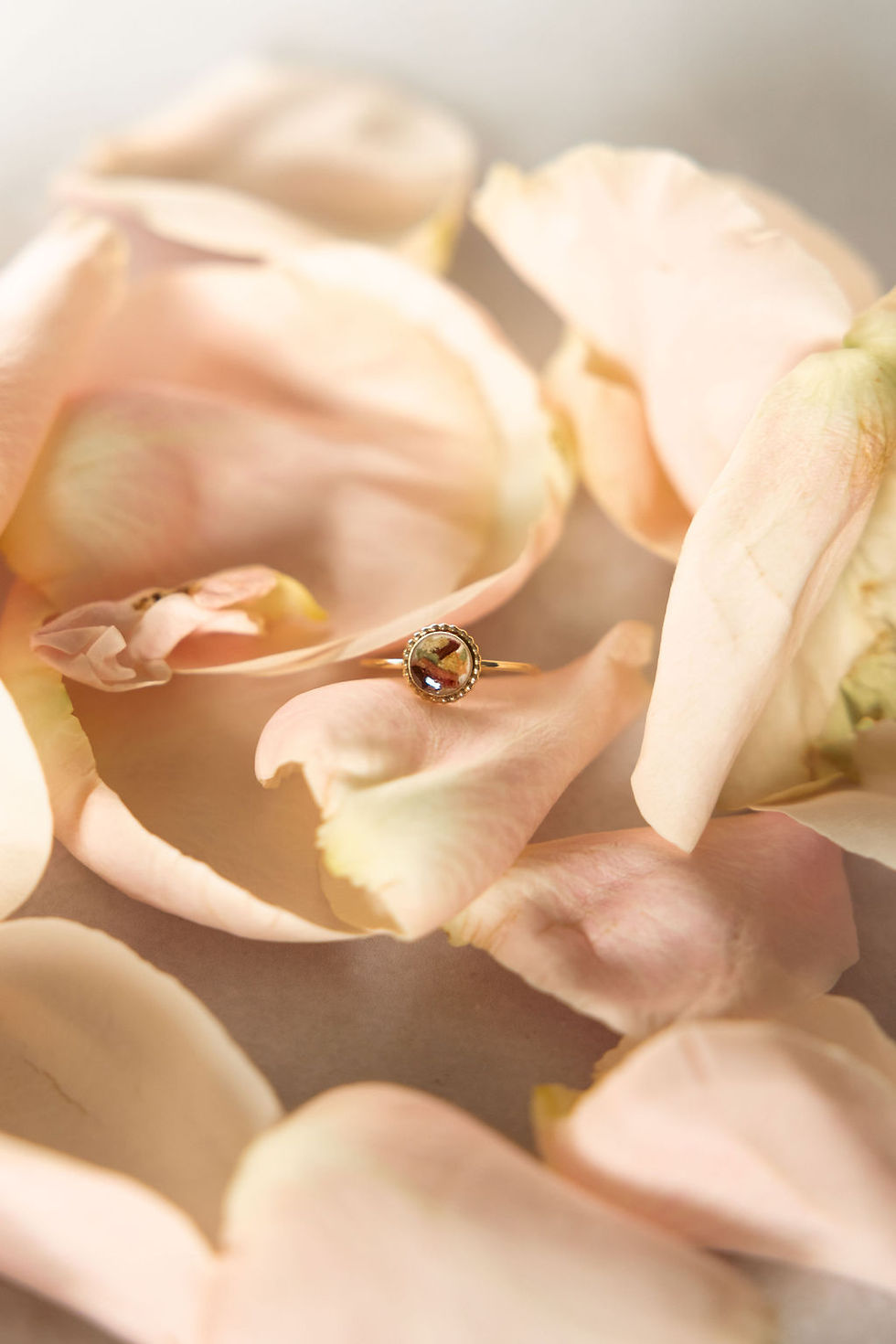 Thumbnail: Flower Memorial Gold Dainty Beaded Circle Ring