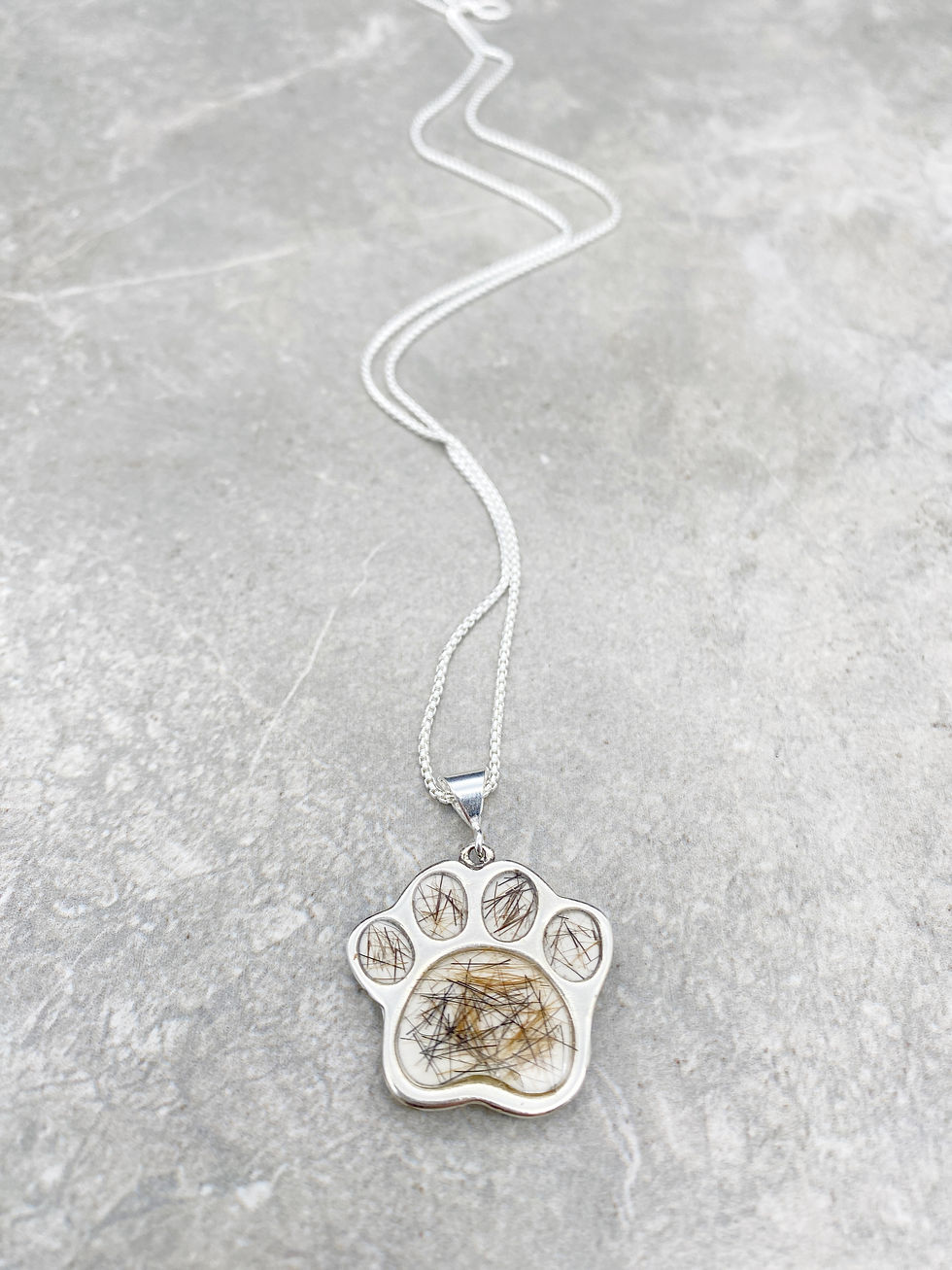 Thumbnail: Pet Hair/Fur Memorial Paw Print Pendant Necklace