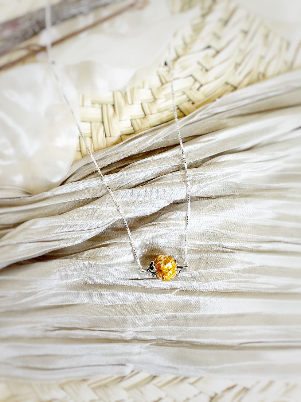 Thumbnail: Flower Memorial Heart Caged Bead Necklace