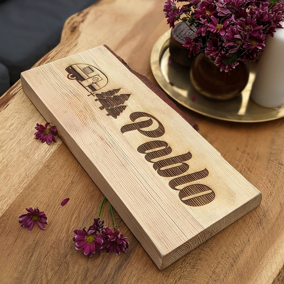 Thumbnail: Large  Sign with a live edge - Engraved Lettering & Image  (image optional)