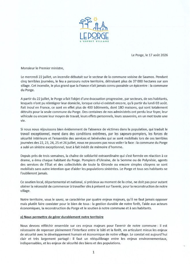[Un courrier remis en main propre au Premier ministre] 