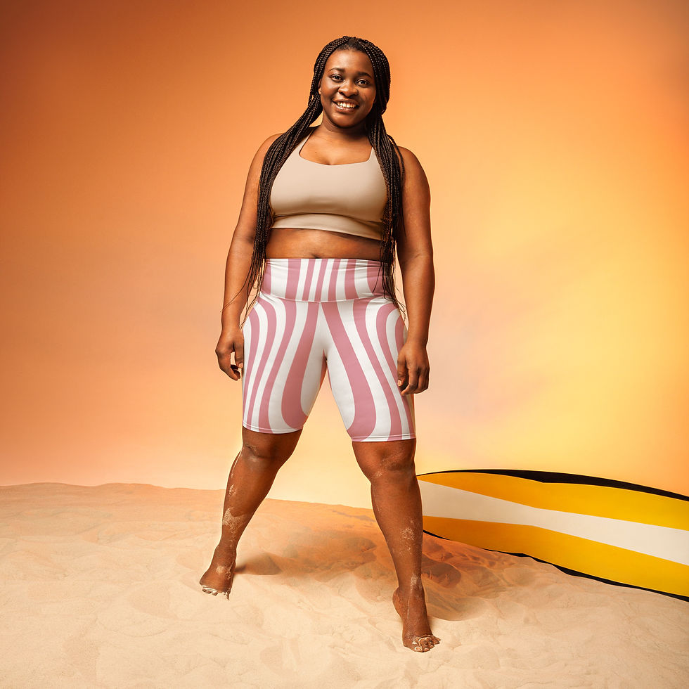 Miniatura: Pink Stripped Biker Shorts