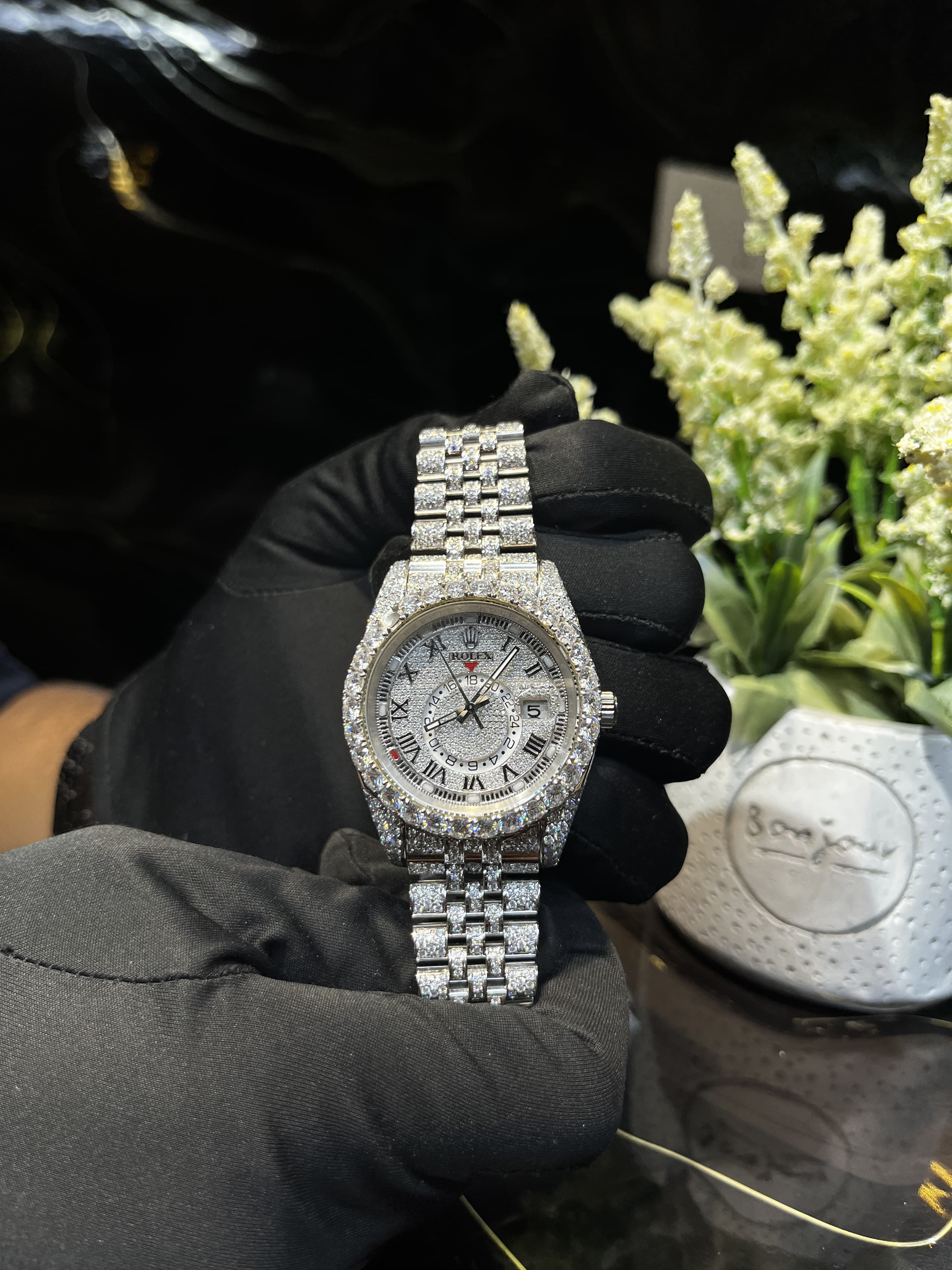New Moissanite VVS1 Diamond Rolex Sky Dweller Watch