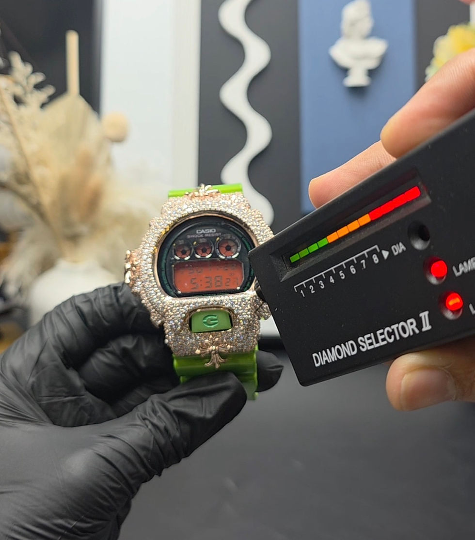 Thumbnail: New G-Shock Chrome Heart Inspired  Moissanite VVS1 Diamond Watch