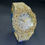 Thumbnail: New Gold Simulated Diamond Arabic Dial Thorn Bezel Iced Out Watch