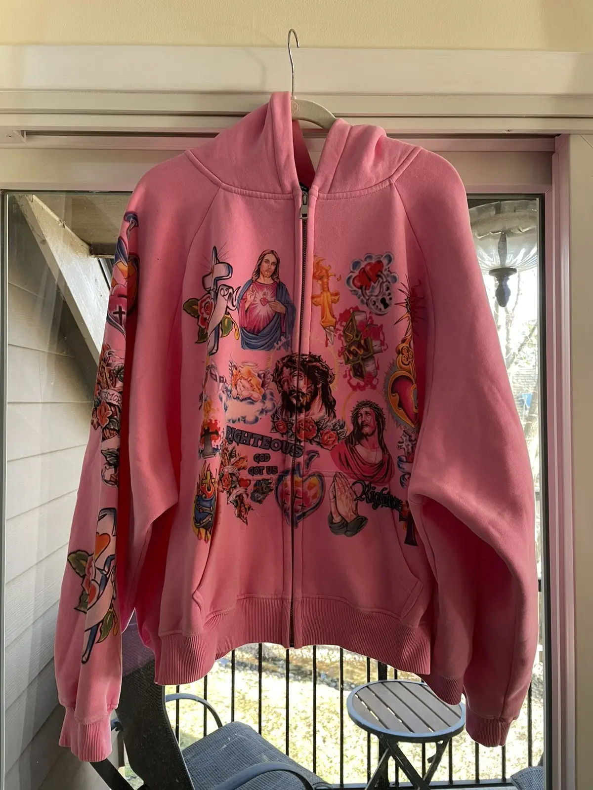 Deadstock We Are Righteous Jesus Hoodie  Pink