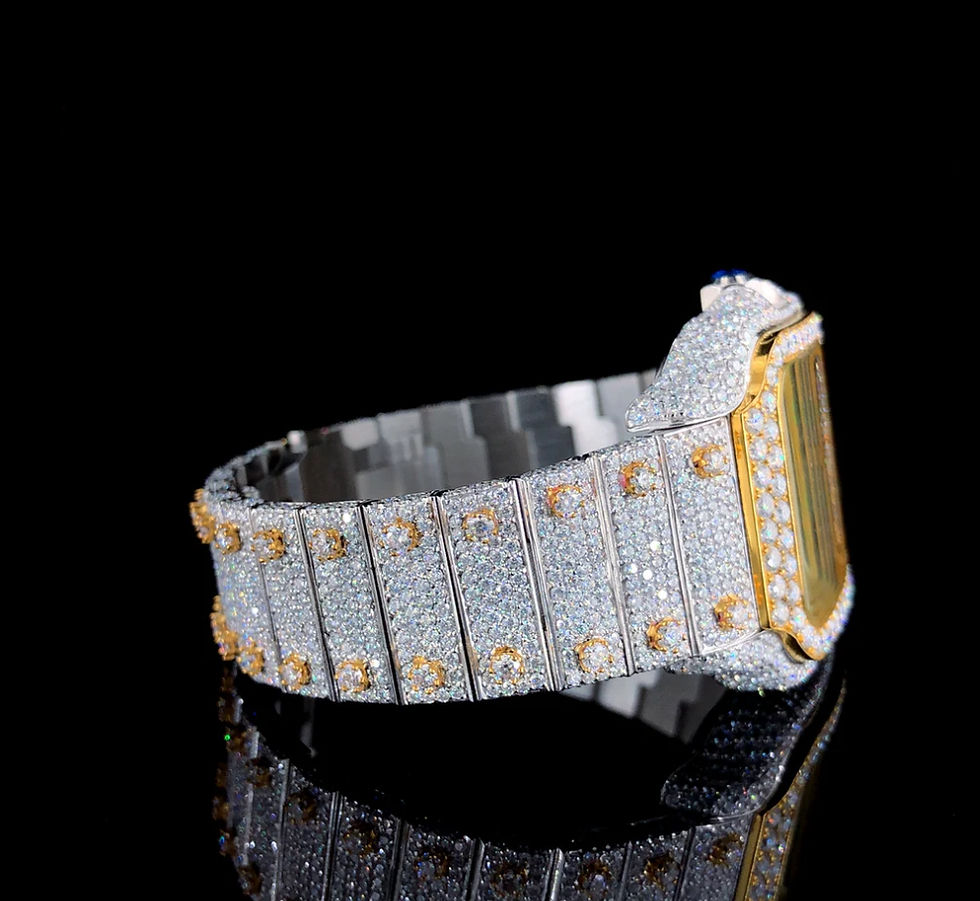 Thumbnail: Brand New Cartie Slime Green Arabic Dial Moissanite VVS1 Diamond Bust Down Watch