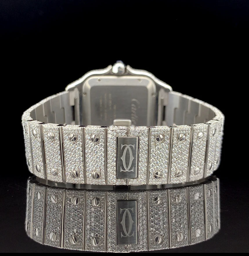Thumbnail: Brand New Cartier Roman Dial Moissanite VVS1 Diamond Bust Down Watch