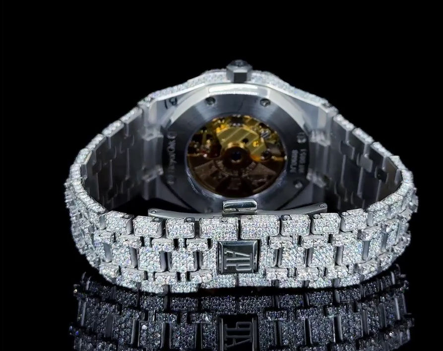 Thumbnail: Brand New Moissanite VVS1 Diamond Bust Down Audemars Piguet Blue Dial Watch