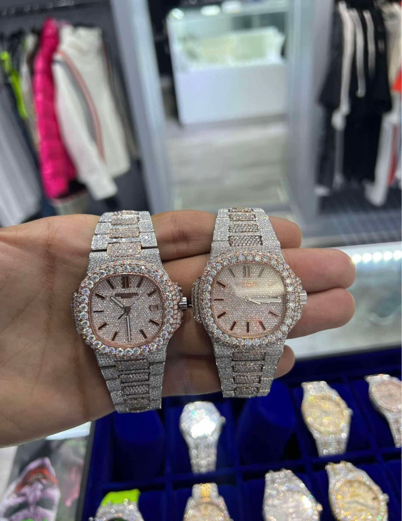 New Moissanite VVS1 Diamond Bust Down Two Tone Patek Philippe Watch