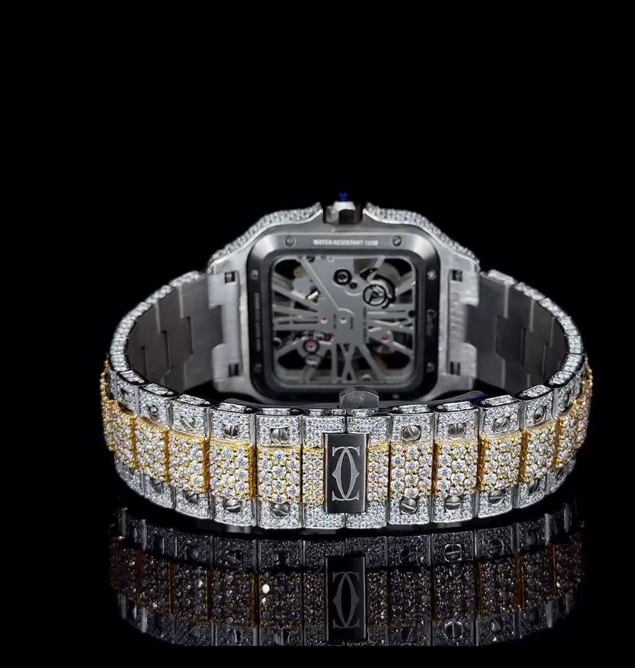 Thumbnail: Brand New Cartier Skeleton Dial Moissanite VVS1 Two Tone Bust Down Watchl