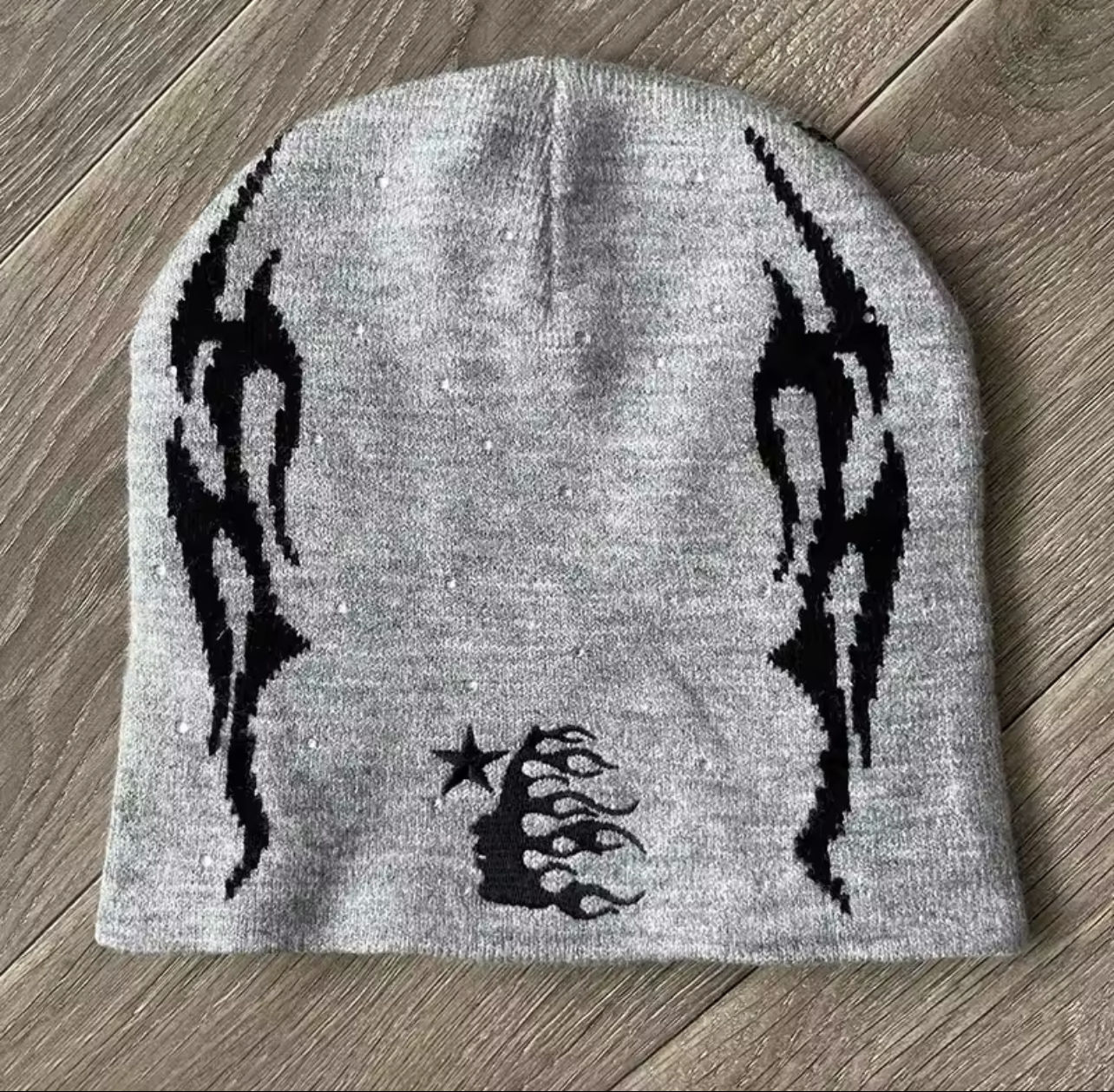 Brand New Rhinestone Accented Hellstar Logo Beanie