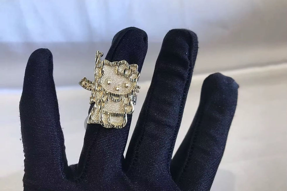 Thumbnail: Diamond Cut 18k Gold GP Hello-Kitty Ak Ring