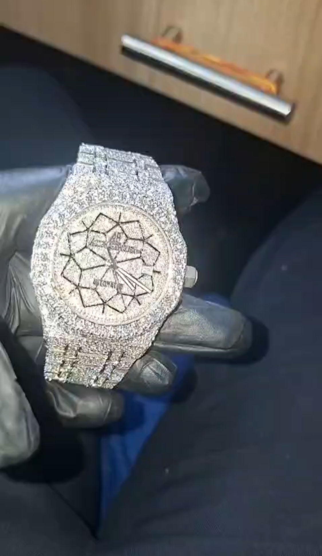 New Moissanite VVS1 Diamond Bust Down Lotus Flower Dial Watch 