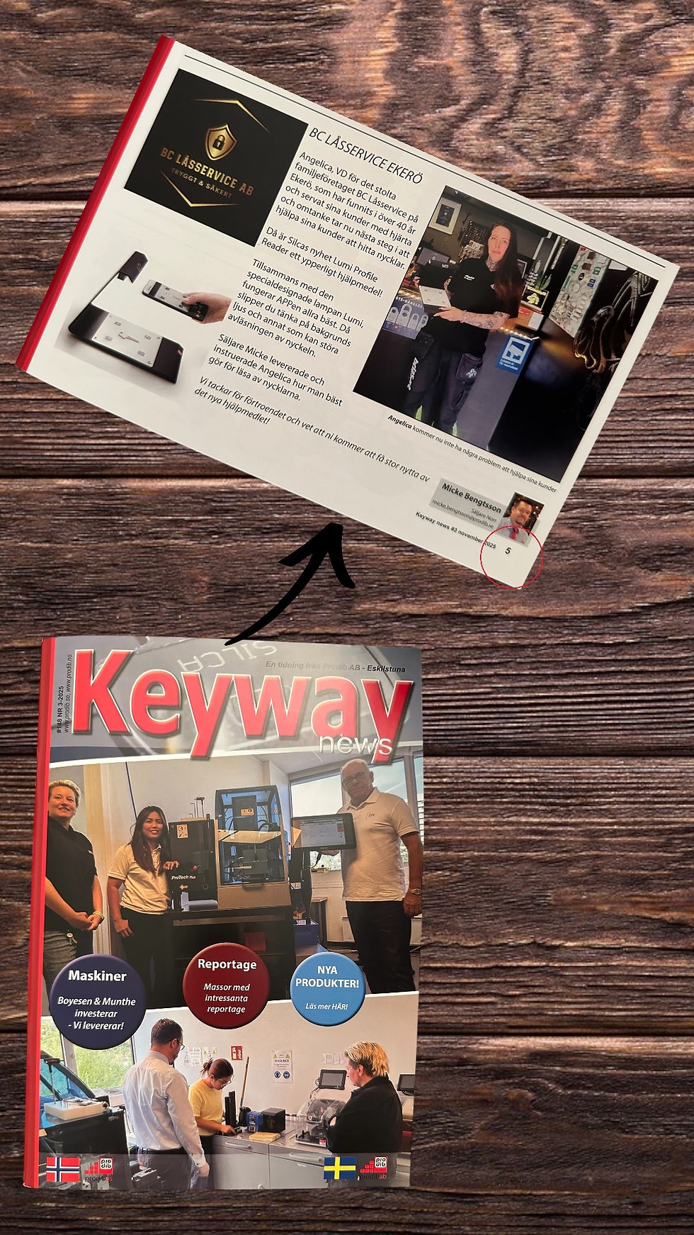 Lumi ny maskin hos BC Låsservice AB tidningsartikel med låssmed Angelica