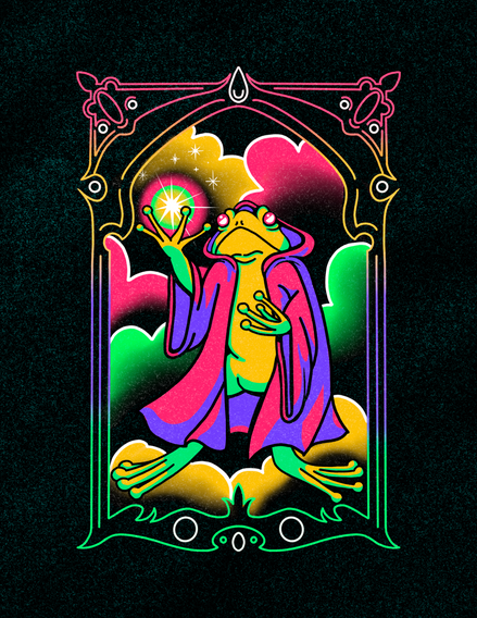 psychedelic frog wizard