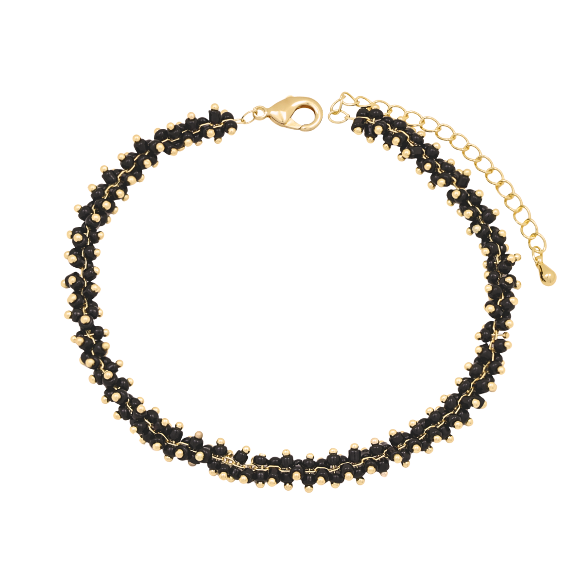 Pulsera tobillera cristales negros | Oro 18K Laminado | S-2822-22
