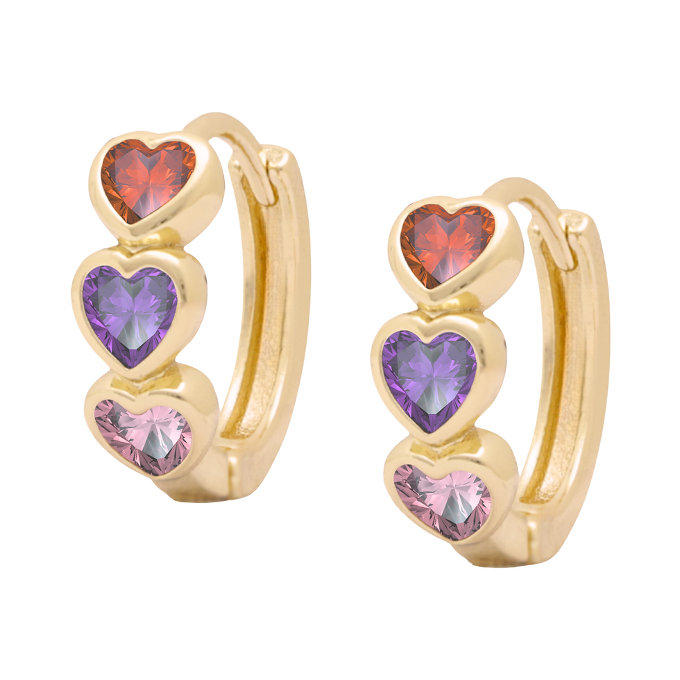 Huggies corazones multicolor | Oro 18K Laminado | HZE08001240