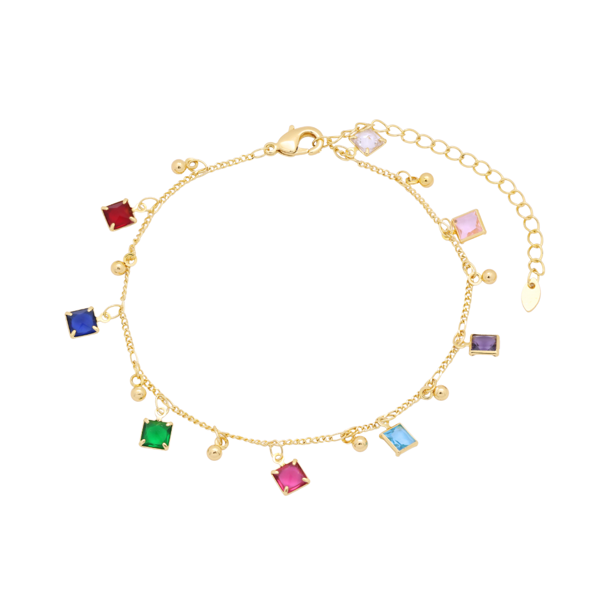 Pulsera tobillera cuadros | Oro 18K Laminado | S-2601-19
