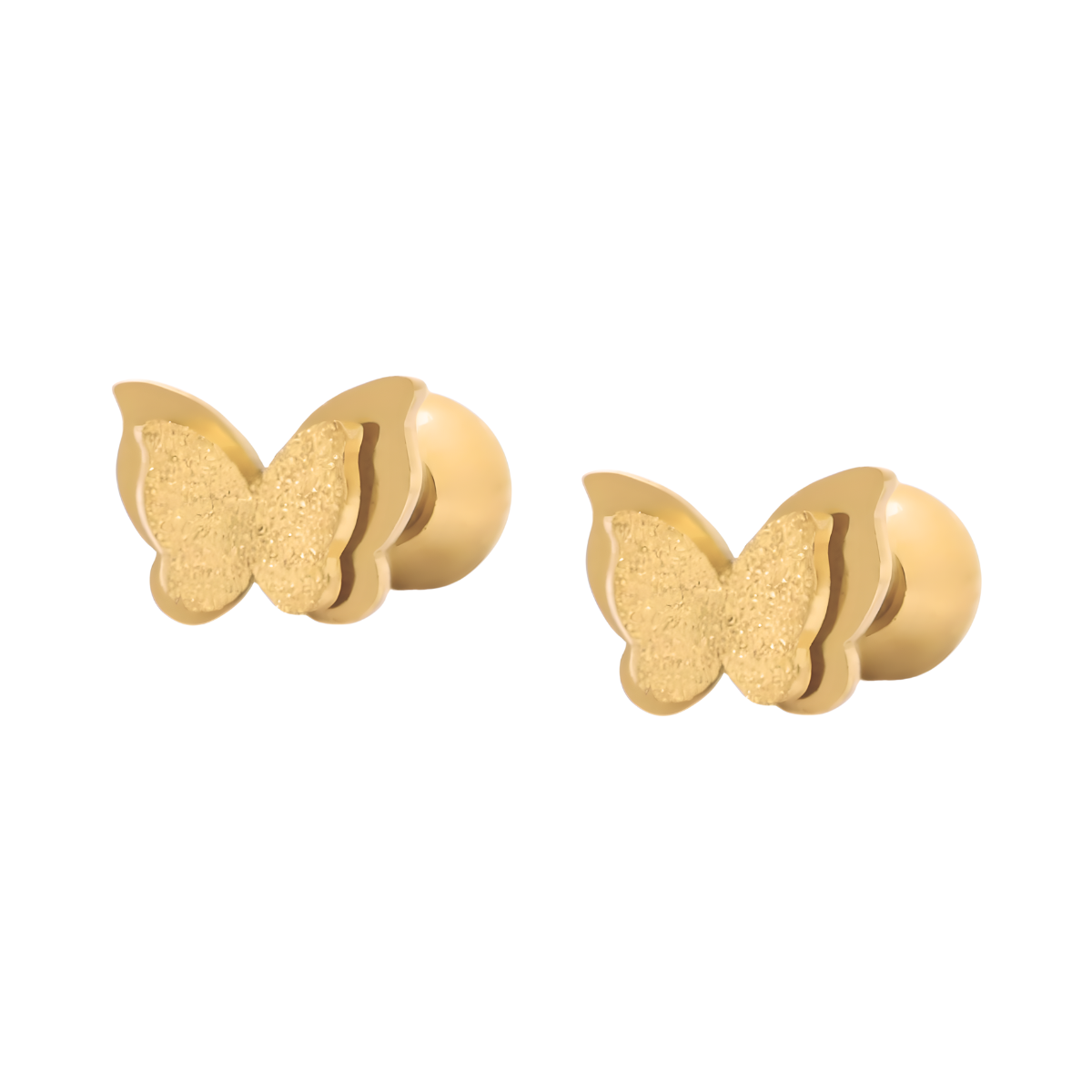 Broqueles dormilonas mariposa | Acero Inoxidable + Oro 18K | 1YB029