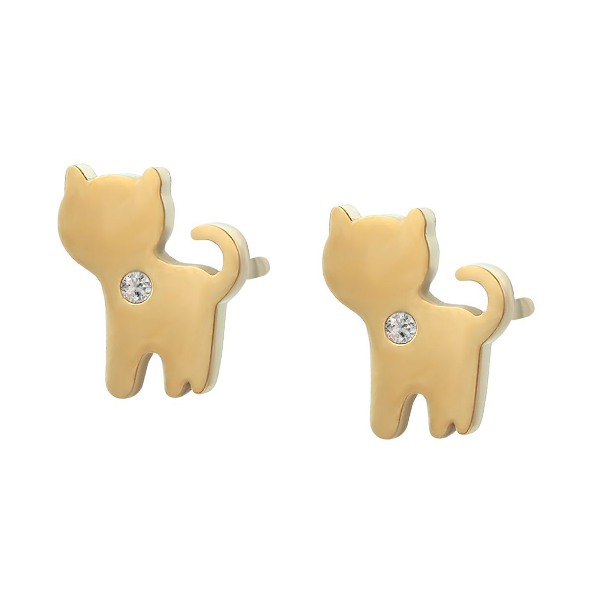 Broqueles gato | PREMIUM | Acero Inoxidable + Oro 14K | T001131112-C