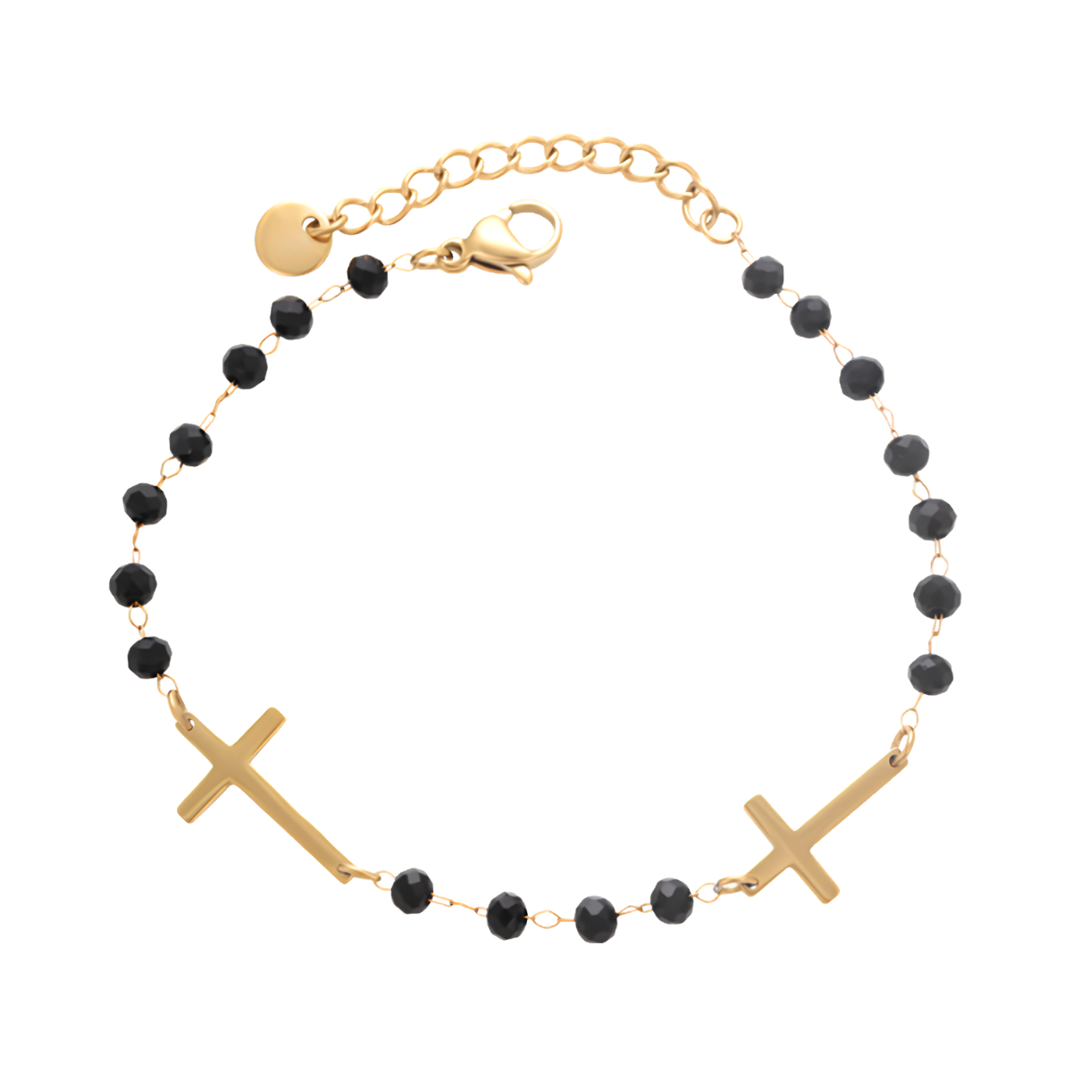 Pulsera cruces | PREMIUM | Acero Inoxidable + Oro 24K | T001214004-17