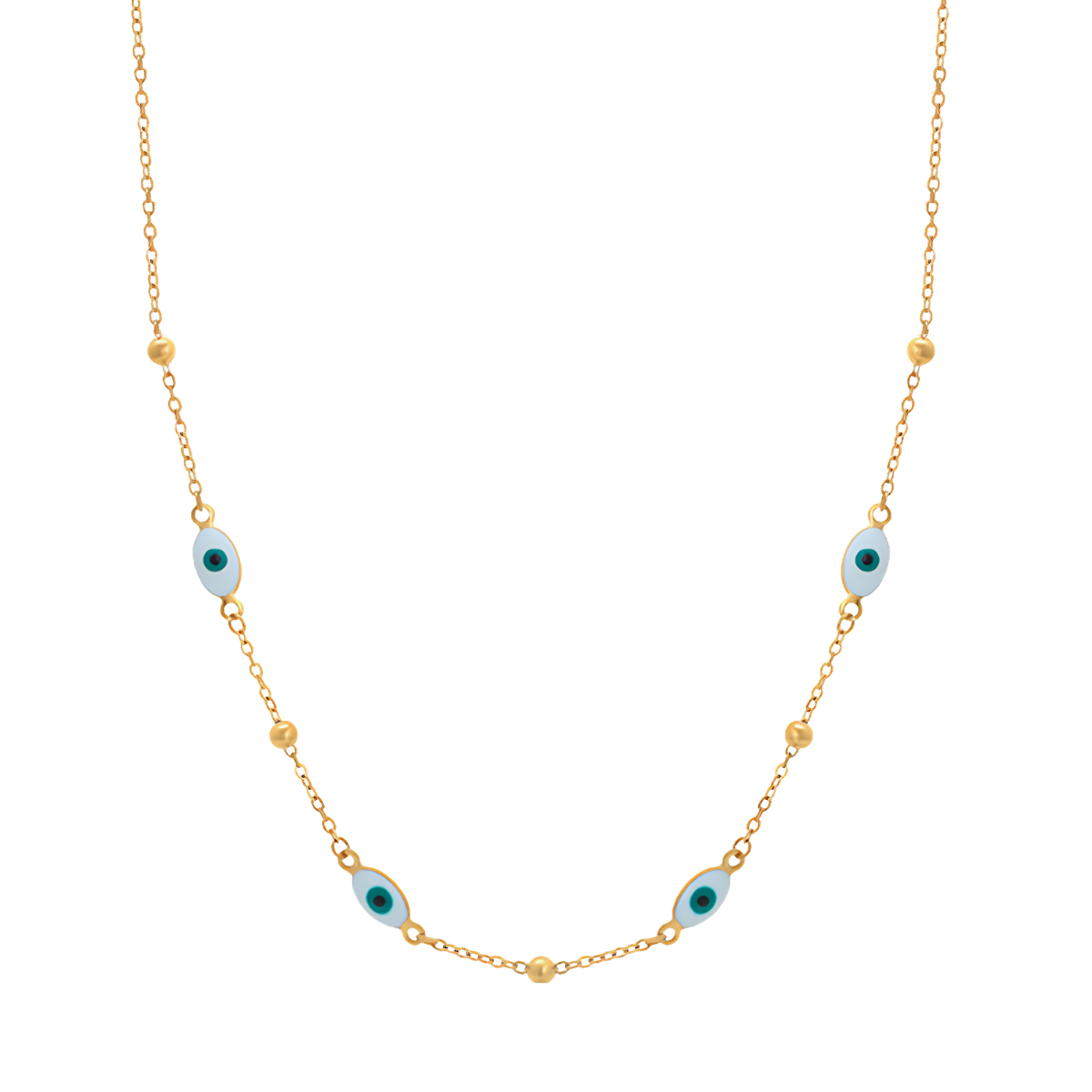 Collar ojo turco | PREMIUM | Acero Inoxidable + Oro 24K | T001252344-45
