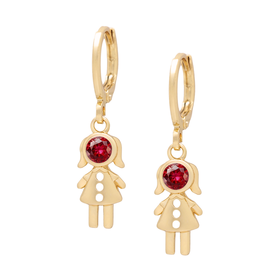 Aretes niña z. roja | Oro 18K Laminado | CL-6036