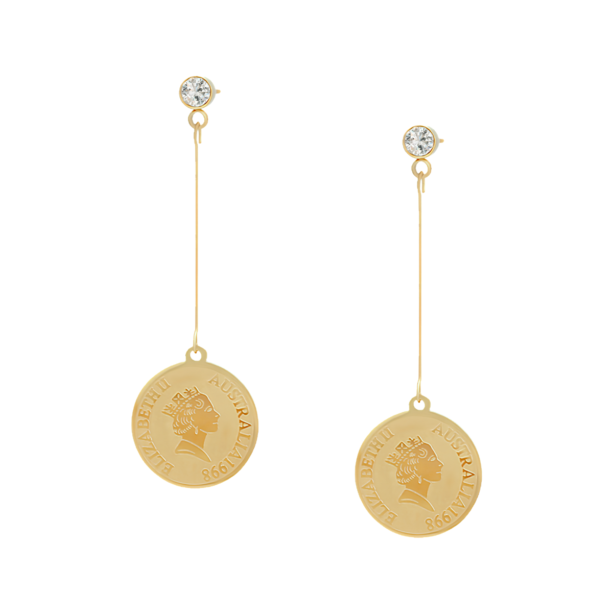 Aretes largos elizabeth | PREMIUM | Acero Inoxidable + Oro 14K | A00794724