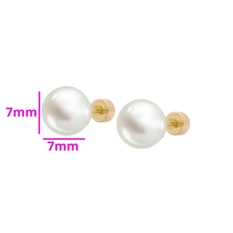 Miniatura: Broqueles perla | Acero Inoxidable + Oro 18K | S-30511
