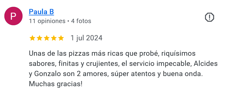 Pizza Tutta Google review 2