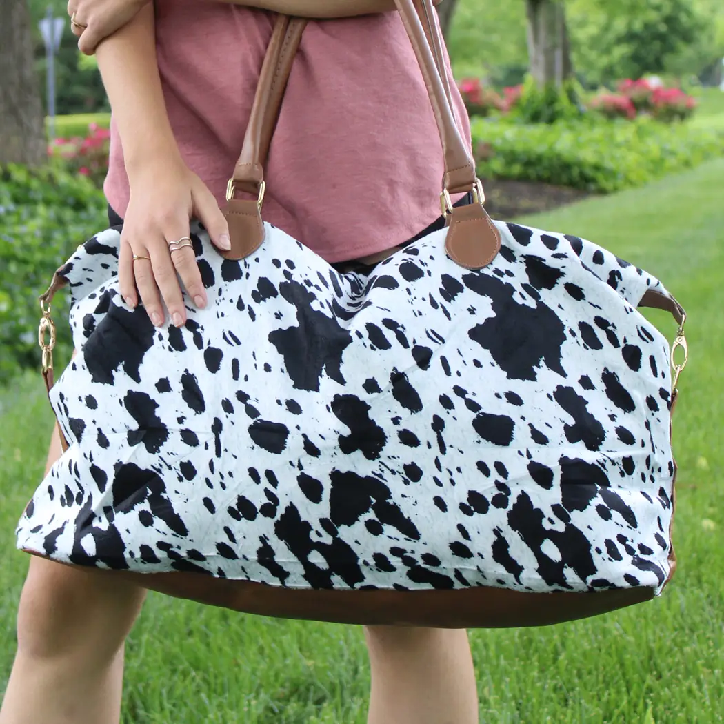 Large Weekender Tote Black Cow