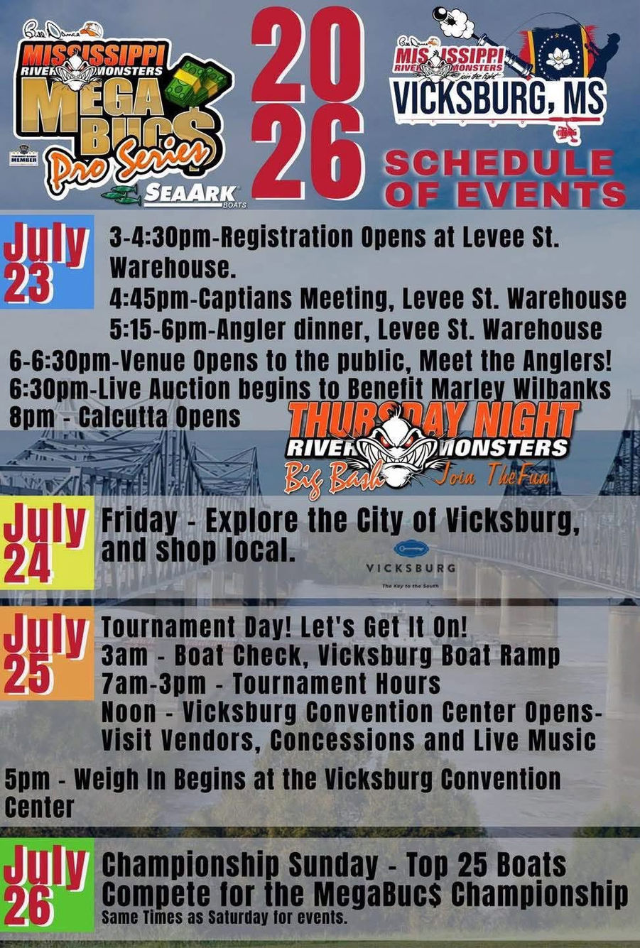 Schedule of events for catfish tournament